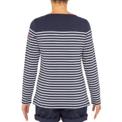 Tribord Sailing Long-sleeved Sailor's T-shirt 100 Blue White