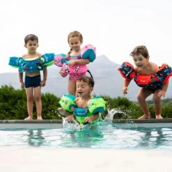 Nabaiji Kids' Swimming Adjustable Pool Armbands-waistband 15 To 30 Kg TISWIM “Tiger” Blue