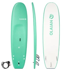 Surfing Decathlon Olaian 100 Foam Soft Surfboard 7'5 80L Concave W/ Handle, Leash & Soft Edge Fins