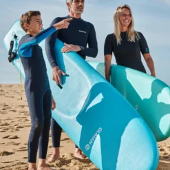 Surfing Decathlon Olaian 100 Foam Soft Surfboard 8'2 100L Concave W/ Handle Leash & Soft Edge Fins