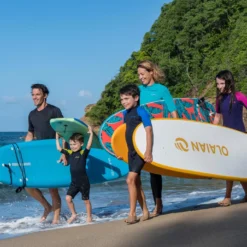 Surfing Decathlon Olaian 100 Foam Soft Surfboard 8'2 100L Concave W/ Handle Leash & Soft Edge Fins