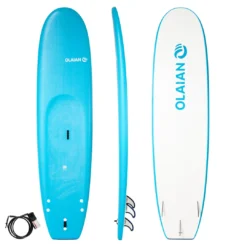 Surfing Decathlon Olaian 100 Foam Soft Surfboard 8'2 100L Concave W/ Handle Leash & Soft Edge Fins