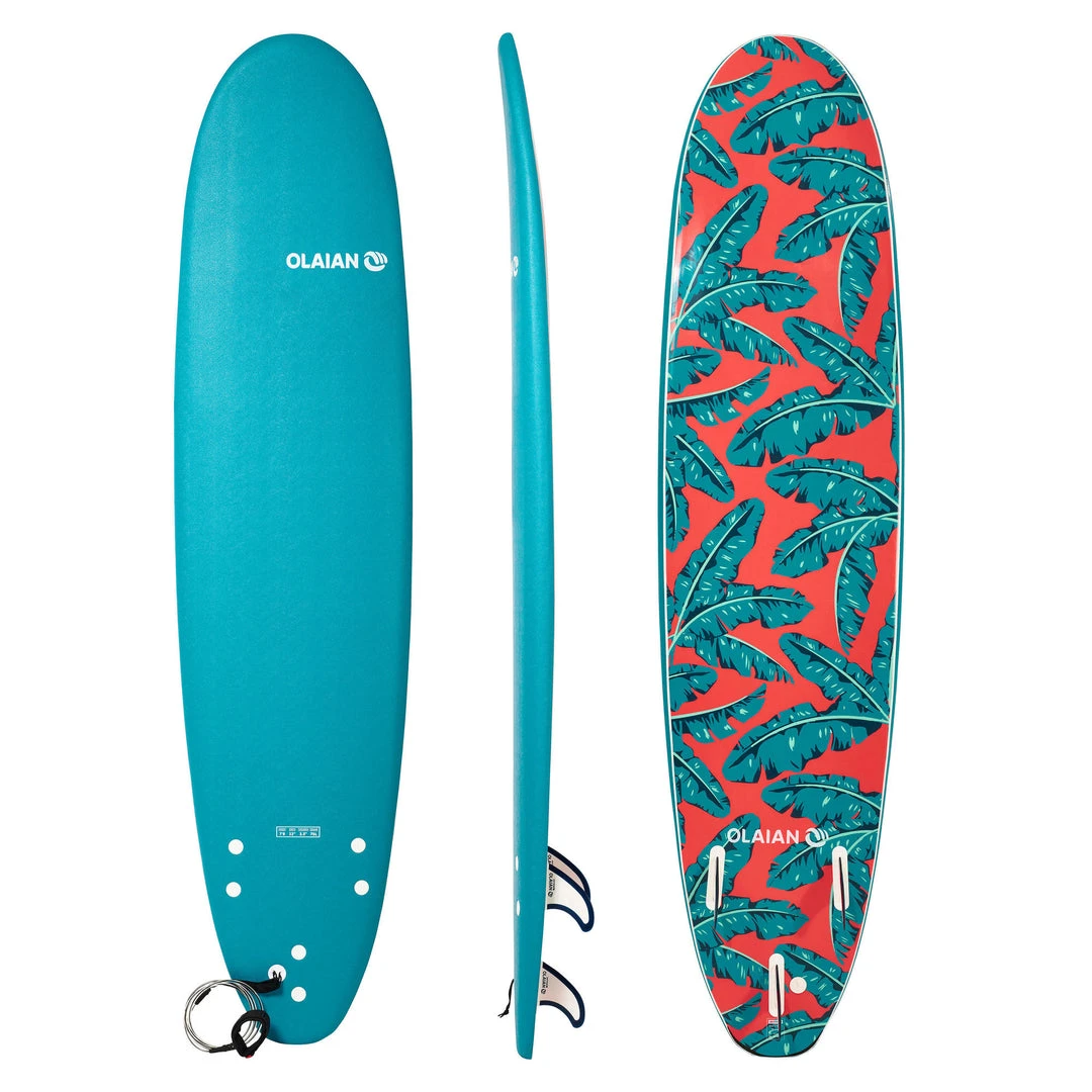 Best deal ❤️ Olaian 500 Foam Surfboard 7'8 75L Curved Triple Stringer W/ Leash & Soft Edge Fins ✔️ Surfing 🤩 3 Olaian 500 Foam Surfboard 7'8 75L Curved Triple Stringer W/ Leash & Soft Edge Fins Surfing