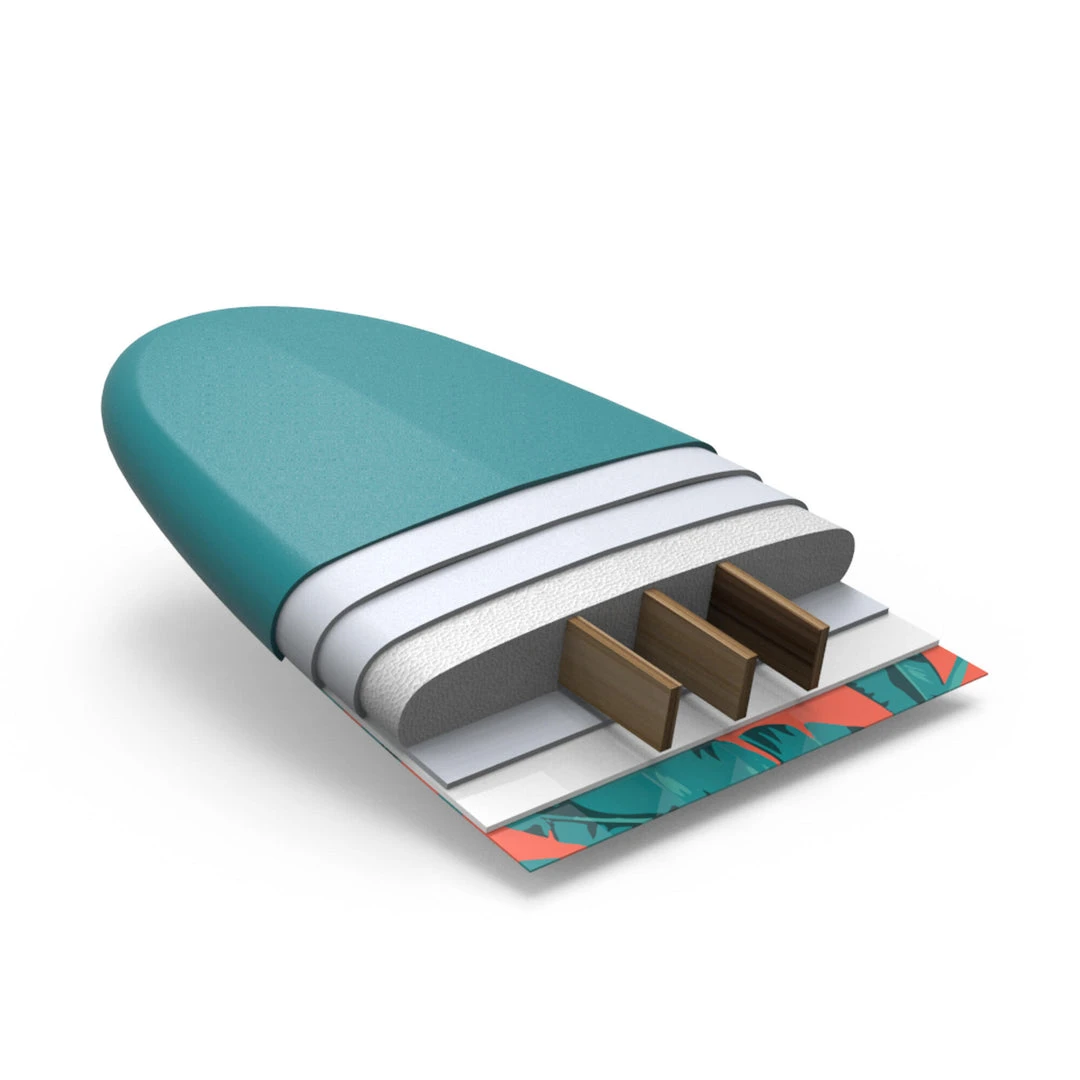 Best deal ❤️ Olaian 500 Foam Surfboard 7'8 75L Curved Triple Stringer W/ Leash & Soft Edge Fins ✔️ Surfing 🤩 5 Olaian 500 Foam Surfboard 7'8 75L Curved Triple Stringer W/ Leash & Soft Edge Fins Surfing