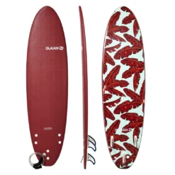 Olaian 500 Foam Surfboard 7' 55L Curved Dual Stringer W/ Leash & Soft Edge Fins Surfing