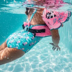 Nabaiji Kids' Swimming Adjustable Pool Armbands-waistband 15 To 30 Kg TISWIM “Tiger” Blue