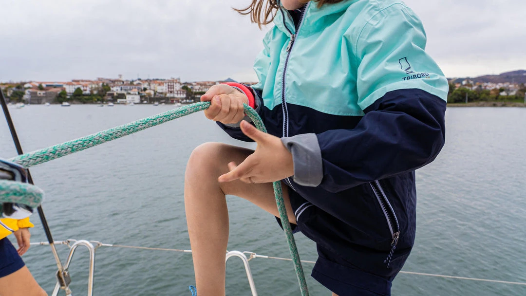 Cheapest โญ Tribord Kid's Sailing Waterproof Jacket - Wet-weather Jacket SAILING 100 Mint White ๐ 34 Tribord Kid's Sailing Waterproof Jacket - Wet-weather Jacket SAILING 100 Mint White