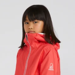 Tribord Kid's Sailing Waterproof Jacket - Wet-weather Jacket SAILING 100 Mint White
