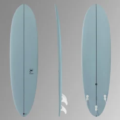 Olaian 500 Hard Top Epoxi Sufboard Mini Malibu Hybrid 7' 49L W/ FCS Type Soft Edge Fins Surfing