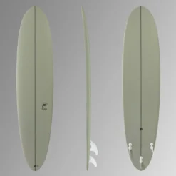Olaian 500 Hard Top Epoxi Sufboard Mini Malibu Hybrid 8' 63L W/ FCS Type Soft Edge Fins