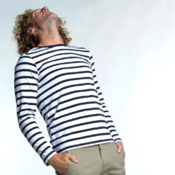 Tribord Long Sleeve Striped Boat Neck Sailing T-Shirt