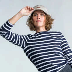 Tribord Sailing Long-sleeved Sailor's T-shirt 100 Blue White