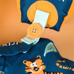 Nabaiji Kids' Swimming Adjustable Pool Armbands-waistband 15 To 30 Kg TISWIM “Tiger” Blue