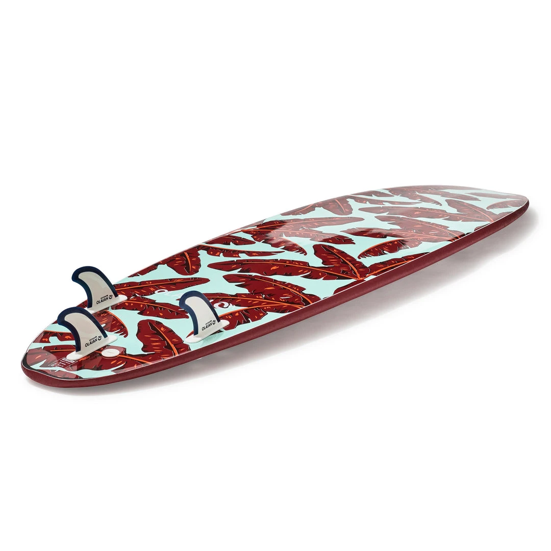 Olaian 500 Foam Surfboard 7' 55L Curved Dual Stringer W/ Leash & Soft Edge Fins Surfing